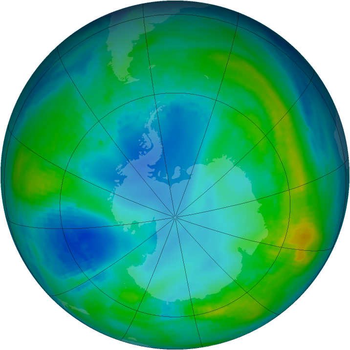 Antarctic ozone map for 14 May 1990
